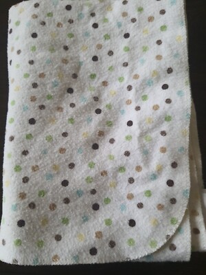 Koala Baby White Brown Tan Gray Polka Dots cotton Receiving Blanket lovey