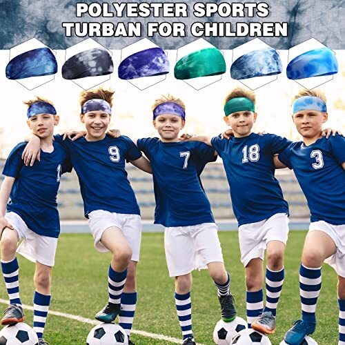 6 Pcs Kids Boys Headbands for Boys Athletic Sweatbands Boys Headbands Tie Dye - Picture 3 of 6