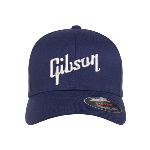 Gibson Logo Embroidered Flexfit Hat Flat and Curved Black, Navy, Olive, Grey - Picture 6 of 13