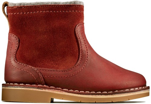 Stivali in pelle rosso scuro nuovi con scatola Clarks bambine COMET FROST - Foto 1 di 7