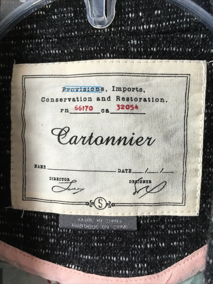 Blazer para mujer Anthropologie Cartonnier guiones negro blanco tejido un botón pequeño Foto 2 de 4