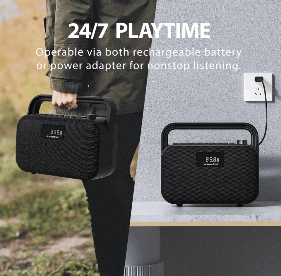 Powerbyte - Portable Digital FM Radio with Powerful 30W Stereo Bluetooth Speaker - image 4 of 4