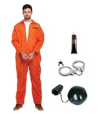 Men's Orange Zombie Prisoner Costume | Halloween Fancy Dress Outfit