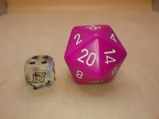 Jumbo 34mm SOLID D20 Die RPG Tabletop Dice Gaming CCG Games Lt Purple with White