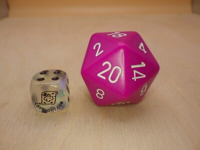 Jumbo 34mm SOLID D20 Die RPG Tabletop Dice Gaming CCG Games Lt Purple with White