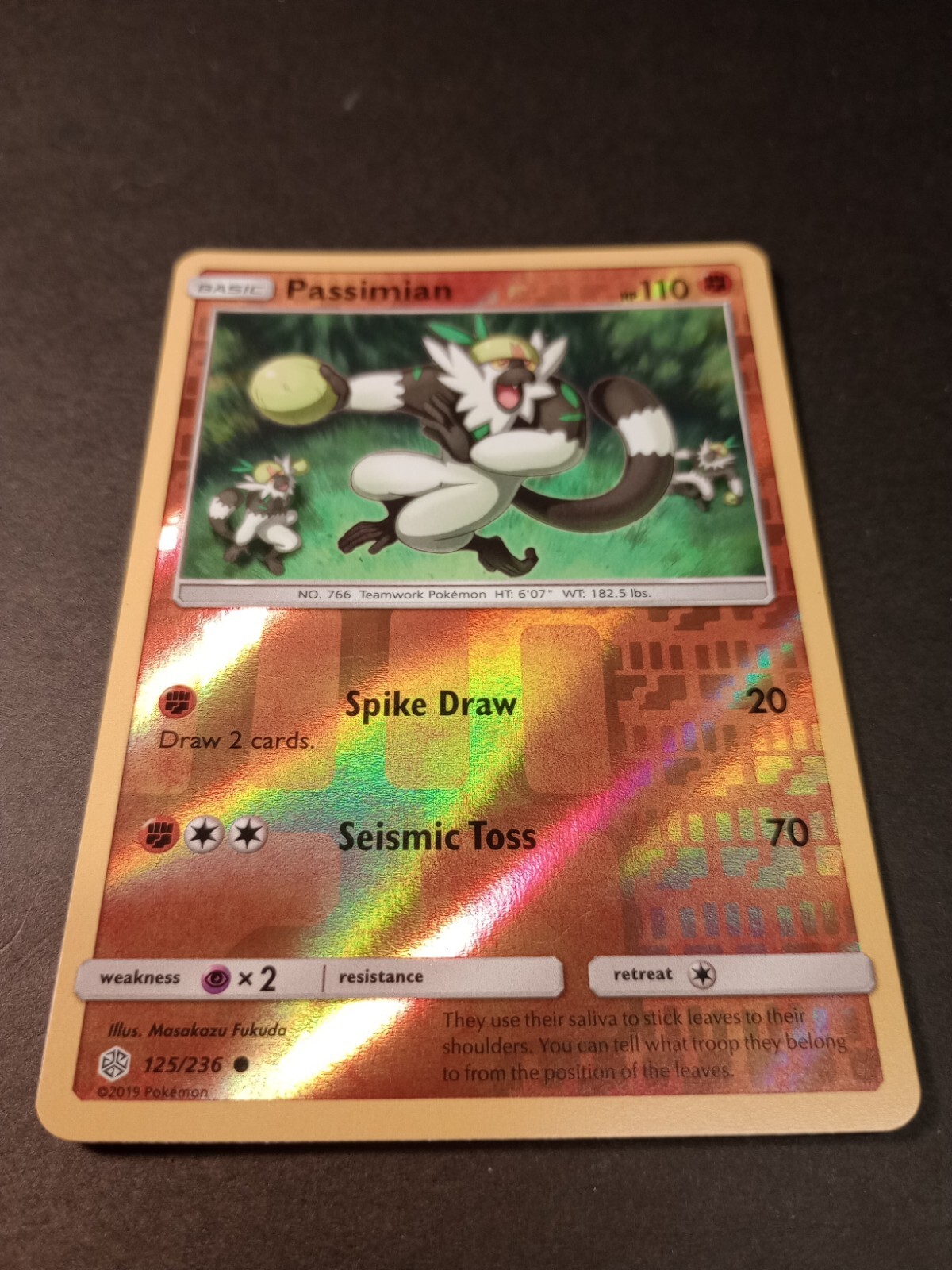 Pokemon Cosmic Eclipse Passimian Reverse Holo Common Card 125/236 NM