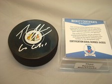 Theo Epstein Signed Chicago Blackhawks Hockey Puck Autograph Beckett BAS COA 1A
