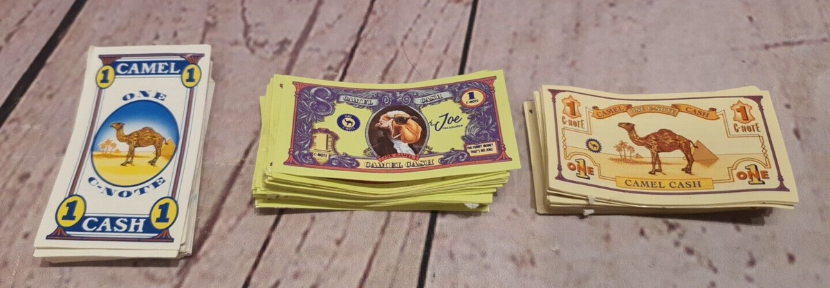 Lot 150 Joe Cool Camel Cash Bucks Money Cigarette 1996, 1997, 1998 C-notes 