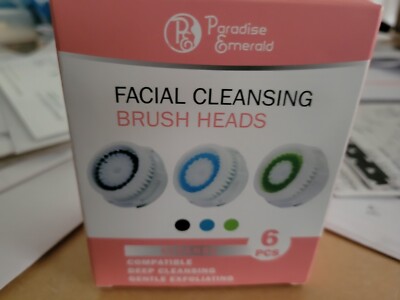 6 Pcs Paradise Emerald Facial Cleansing Brush Heads ~Sealed BRAND NEW, FREE SHIP