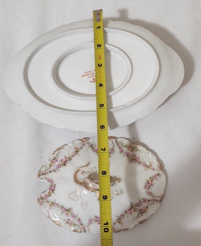Antique 1900sTheodore Haviland Schleiger145 Gravy Boat w/attached underplate&Lid - Picture 12 of 15