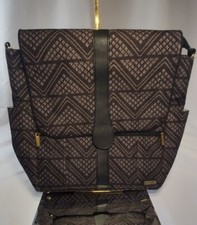JJ Cole Baby Diaper Bag Backpack with Changing Mat  Bottle Holder Black Brown