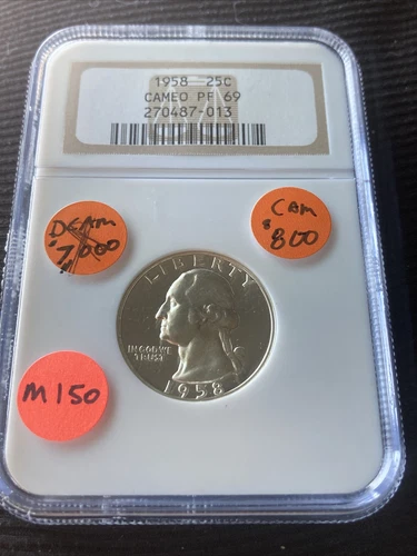 1958 Washington Quarter PR69 Cameo NGC M150
