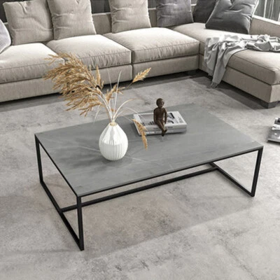Couchtisch Modern Grau Marmor Optik Wohnzimmertisch Sofatisch Salontisch 100x60  - Bild 1 von 4