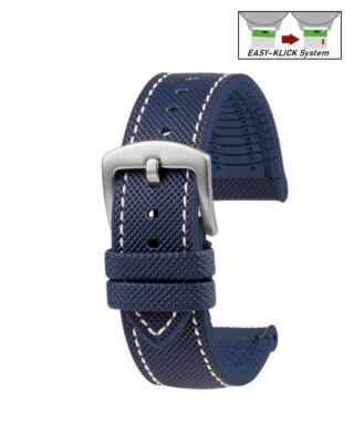 Easy-Klick Premium Hybrid Silikon-Nylon Uhrenarmband Modell Isidor blau-WN 20 mm