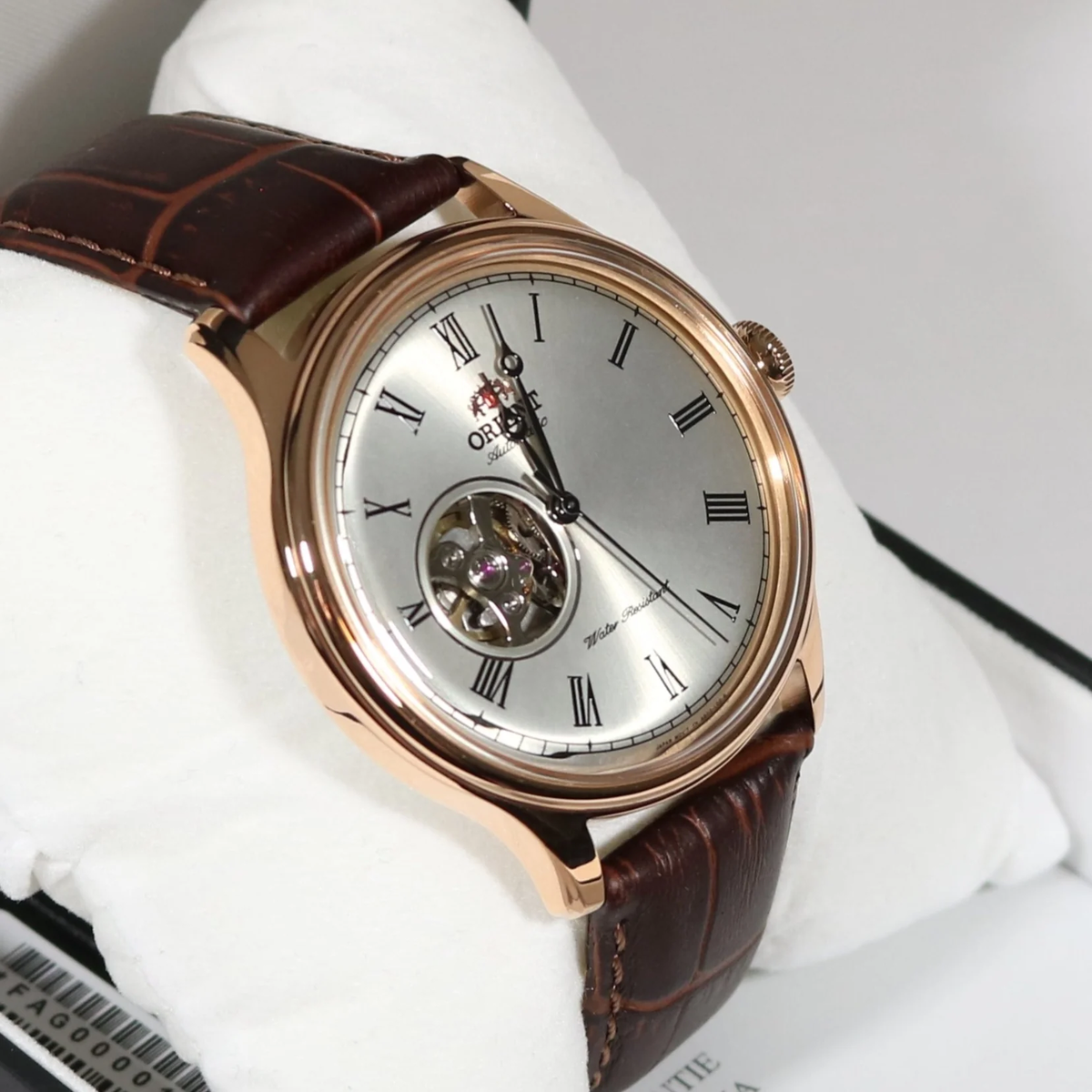 Orient Open Heart Silver Dial Rose Gold Tone Automatic Men's Watch