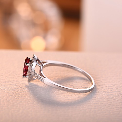 Pear 7x5mm 4/5CT Tourmaline Real Diamonds Ring Solid 14k White Gold Engagement - Picture 6 of 11