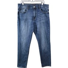 Lucky Brand 412 Athletic Slim Jeans Blue Denim Mens 36x32 Stretch Tapered Leg