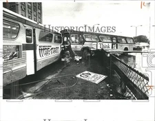 LARGE 1977 Press Photo Two buses collide on Lake shore Drive - SSA20573