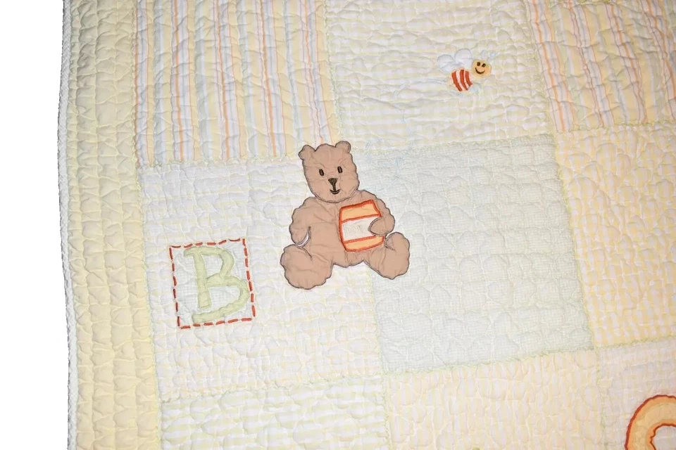 H9!ВАУ! Винтажное хлопковое стеганое одеяло для кроватки BABY GAP ABC Brannan BEAR - Изображение 3 из 4