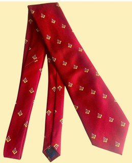 Superb Vtg Masonic Men’s Rayon Necktie Red Gold Emblem By Global Neckwear Masons