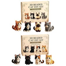 Beading Embroidery Kit for Beginners Tiny 3D Cat Cute Funny Animal Beadwork Kit