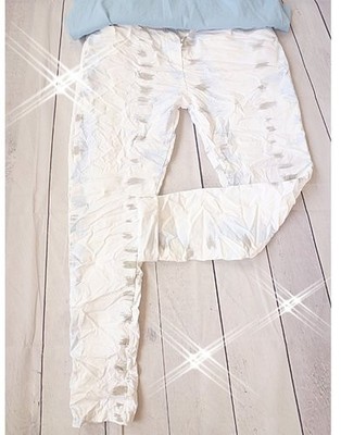 38 40 42 schöne Joggpant Batik Print Hose Jogpant weiss