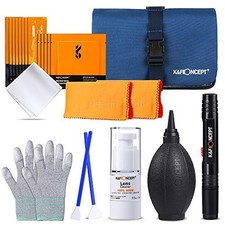 Lens Cleaning Kit for DSLR/Mirrorless: Blower, Swabs, Cloths, Liquid, Pen