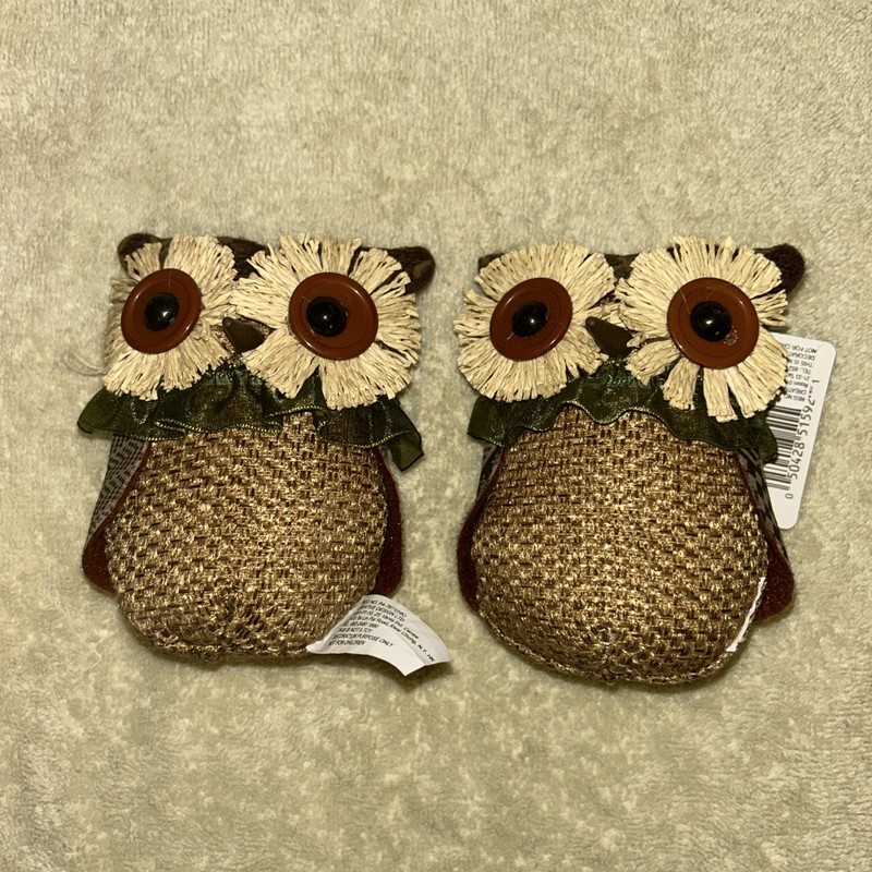 Pair Burlap Owl Decorations