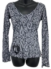 Harajuku Lovers Gray Heart Size Small S Long Sleeve Hoodie Black Women New