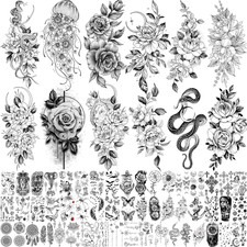 64 Sheets Long Lasting Flower Temporary Fake Tattoos for Women Arm Neck, Jellyfi