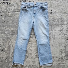MOTHER The Insider Crop Step Fray Jeans Light Wash Size 33 Limited Edition Blue