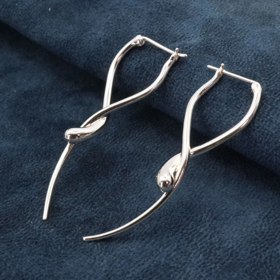 Georg Jensen Sterling Silver 925 Hoop Earring 1.97 inches Rare Accessory - Image 2 of 4