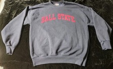Vintage Ball State Cardinals Crewneck Sweatshirt Taylors USA Made Large Blue
