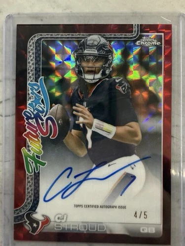 2025 Topps Chrome CJ Stroud Future Stars Auto Red Refractor /5 Texans