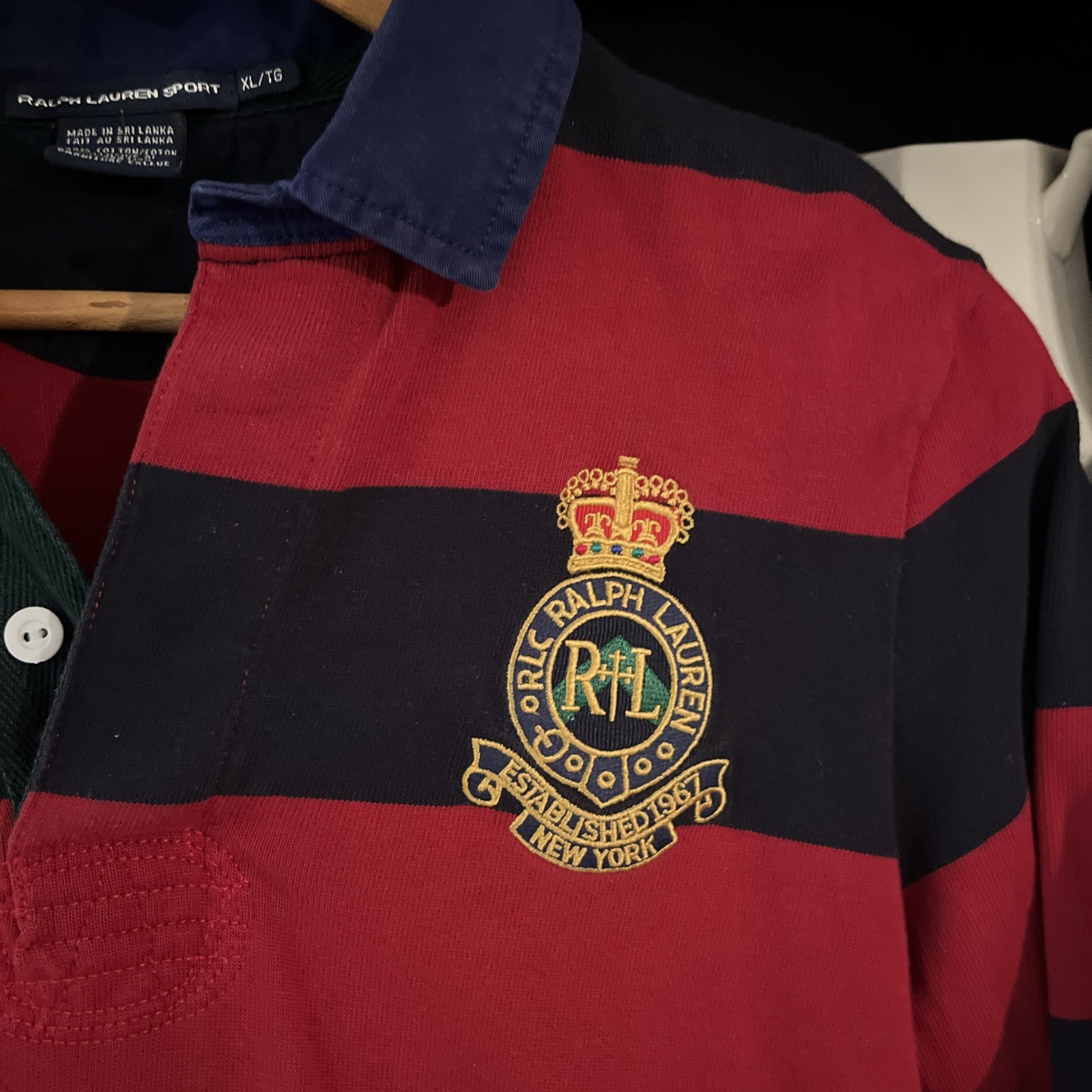 Girl’s Ralph Lauren Rugby Shirt Dress Crest Red Blue Stripes sz XL, Women’s S/M image 2