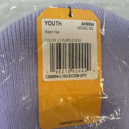 Carhartt Youth Acrylic Knit Cuffed Beanie Hat Light Purple Warm Cute Stylish OS - Picture 3 of 3