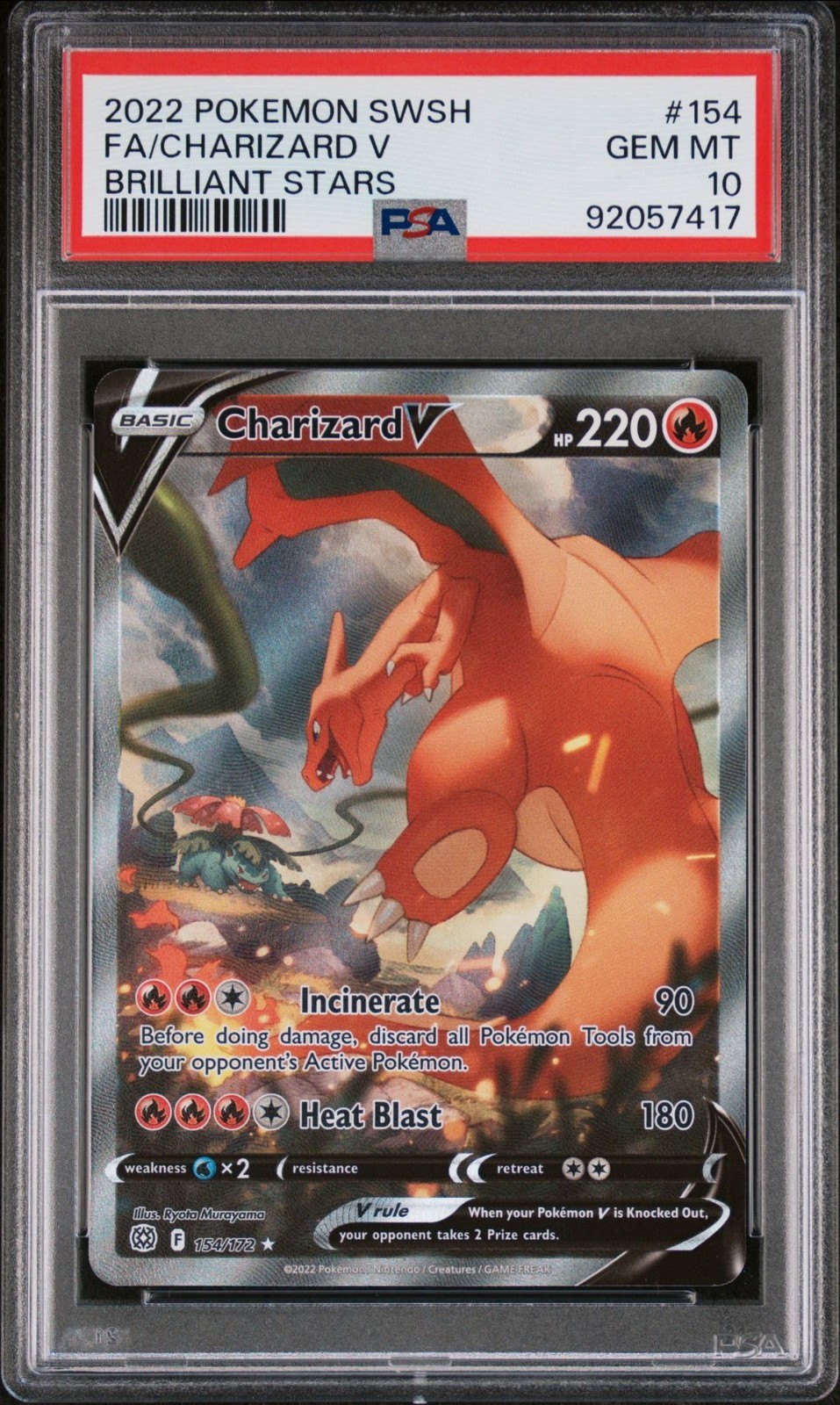 Charizard V Alt Art PSA 10 Pokemon Brilliant Stars 154/172