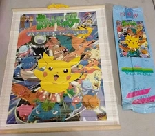 POKÉMON MINI WALL SCROLL BAMBOO PIKACHU VGC