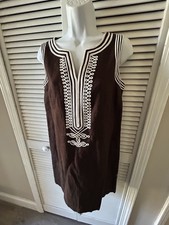 Michael Kors Women’s 100% Linen Size 4 Sleeveless Dress Embroidered Detail Knee