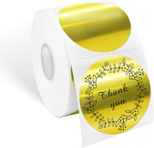 2" Circle Holographic Thermal Label Stickers Gold, Self-Adhesive Circle Direct T