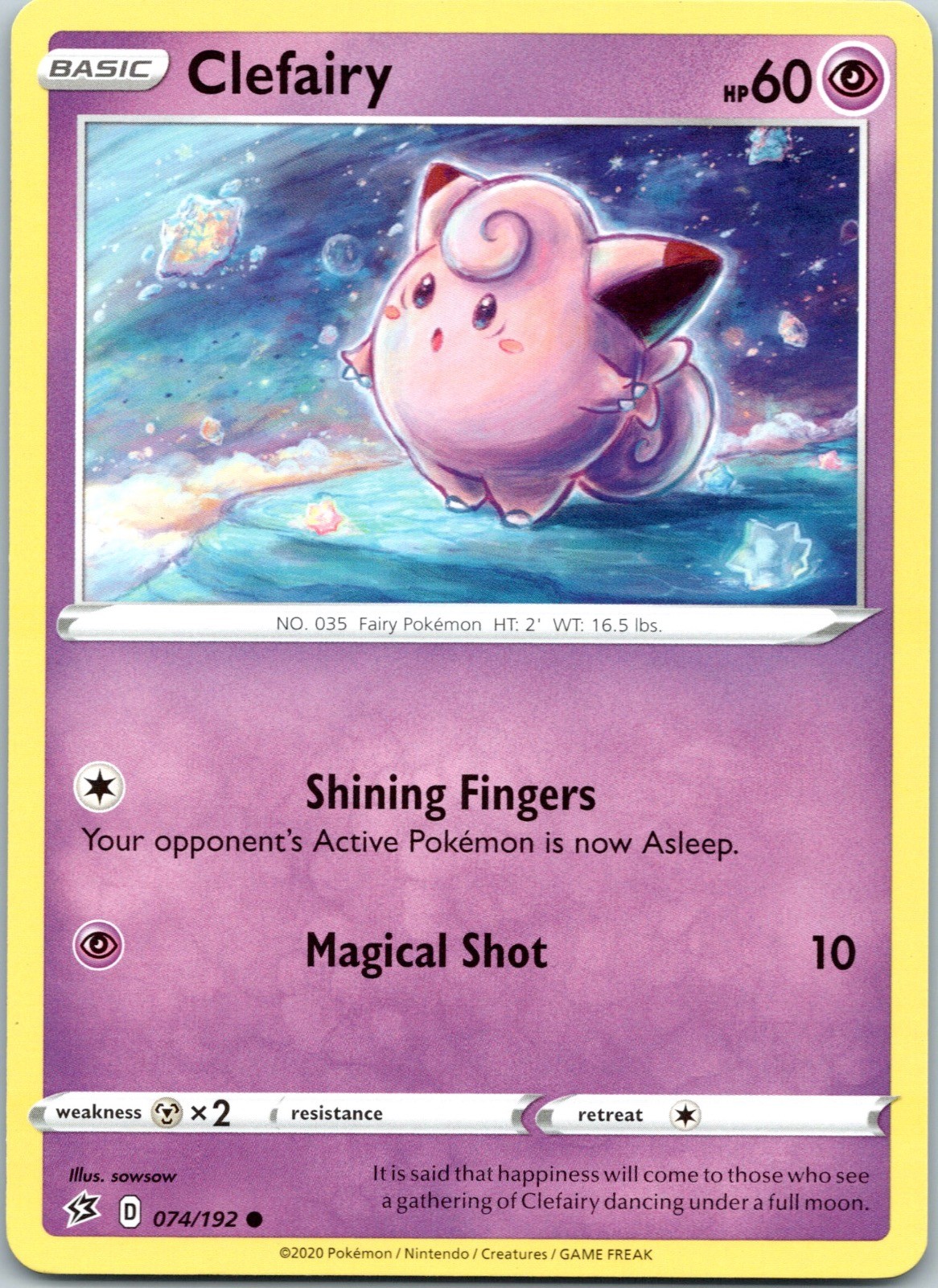 Clefairy 074/192 Common Rebel Clash Pokemon Near Mint