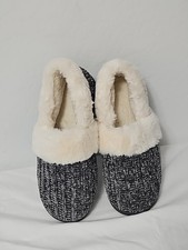 Women's Size 11 Slippers Gray With Faux Fur, Memory Foam Inner, Rubber Sole