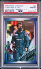 2021 TOPPS CHROME FORMULA 1 PURPLE/GREEN REFRACTOR #23 SEBASTIAN VETTEL PSA 8