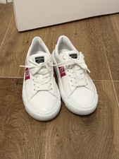 VERSACE Shoes White Pink Greca Print Platform Low Top Sneakers Size IT 37.5