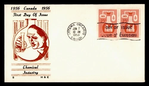 DR WHO 1956 CANADA FDC CHEMICAL INDUSTRY ANIV H&E CACHET PAIR M76607
