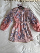 Zimmermann Postcard Mini Dress in Floral Coral 100% Linen Size UK 8 RRP £850