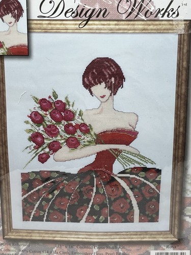 Kit point de croix compté rose Design Works 2434 Marilyn Robertson neuf - Photo 2/4