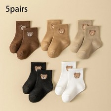 5 Pairs Baby Socks Toddler Soft Comfortable Breathable All-Season Cartoon Bear P