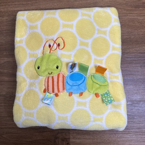 Taggies Caterpillar Bug Insect Infant Baby Blanket Yellow Dots 30” x 40” - Picture 2 of 5