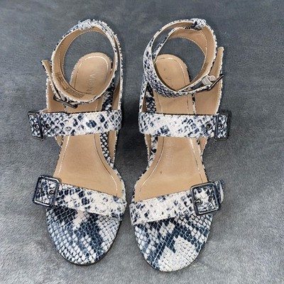 Vionic Women Snakeskin Carmel Sandals Block Heel Ankle Strap Buckle Size 8.5